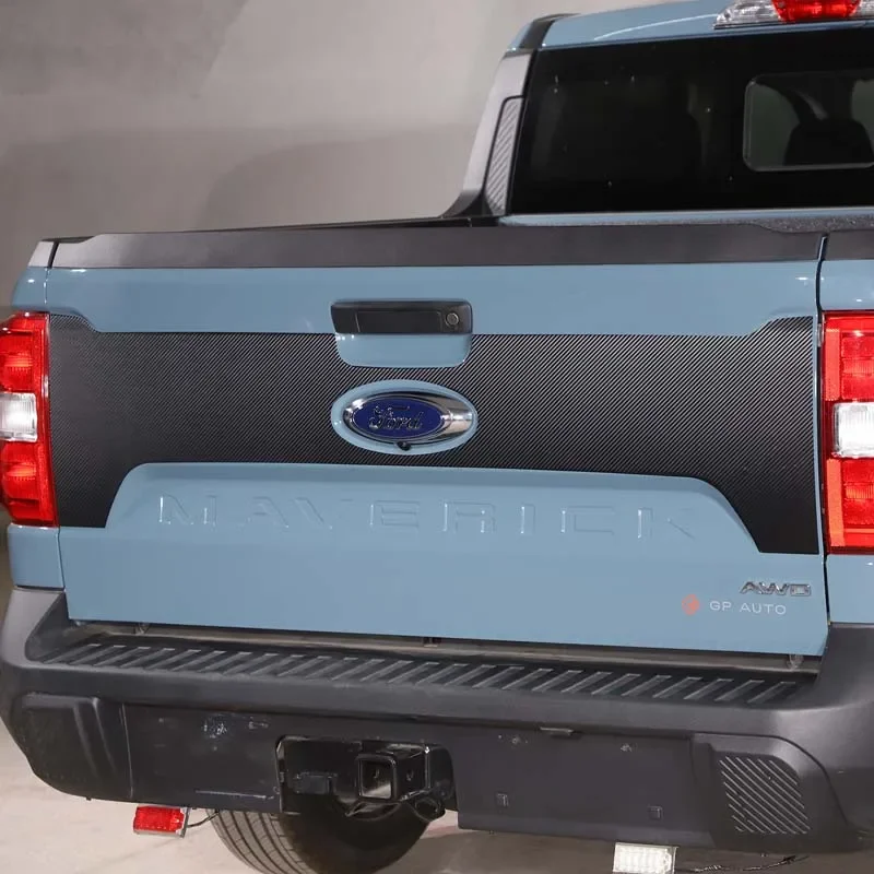 Car Tailgate Panel Logo Decoration Sticker For Ford Maverick 2022+ PVC Material Carbon Fiber Style Vinyl Appearance Modification