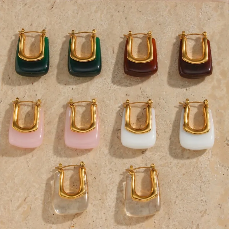 Simple Vintage Hollow Out U Shape Hoop Earrings for Women Geometric Unique Design Earring Party Jewelry Gifts