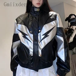 2023 New Niche Patchwork Leather Jacket Unisex High-end Punk Gothic Lapel Coat Casual Couple Heavy Work Streetwear Racing Top