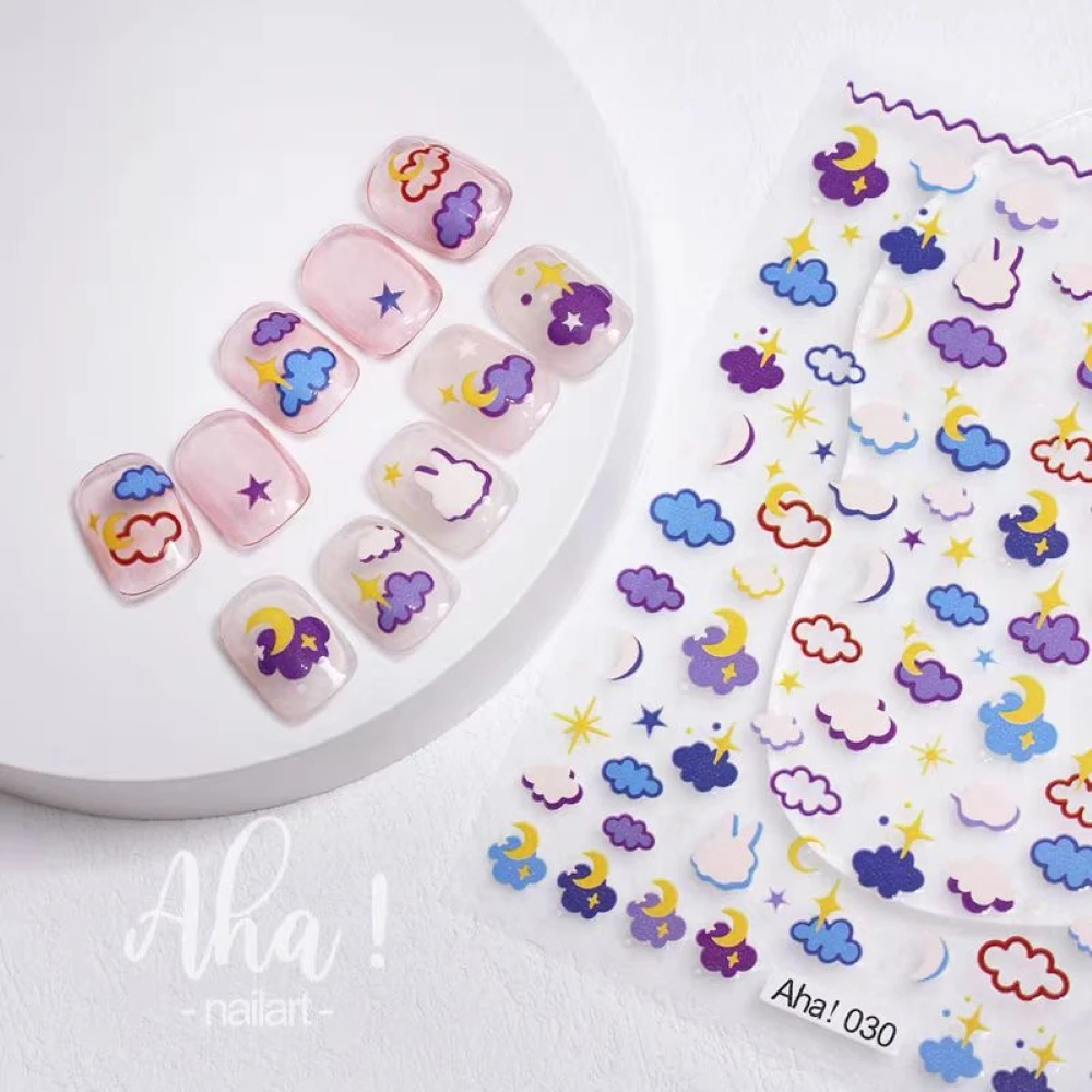 

1 sheet Moon Clouds Rainbow New 3D Nail Art Stickers Nail Decals for Manicure fashion Design DIY Happy Accessories