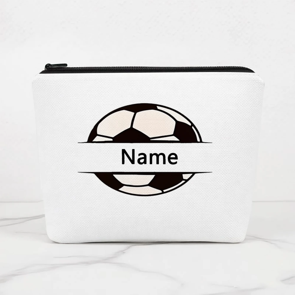 1-2pcs Personalized Soccer Pattern Makeup Case Organizer Custom Name/Text Zipper Cosmetic Bag Wedding Birthday Gift Small Pouch