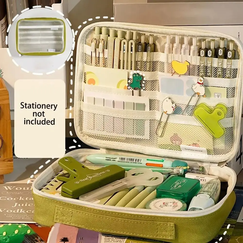 

Portable Large-Capacity Pencil Case Transparent Multi-Layered Storage Bag Zipper Multi-Functional Stationery Bag Student