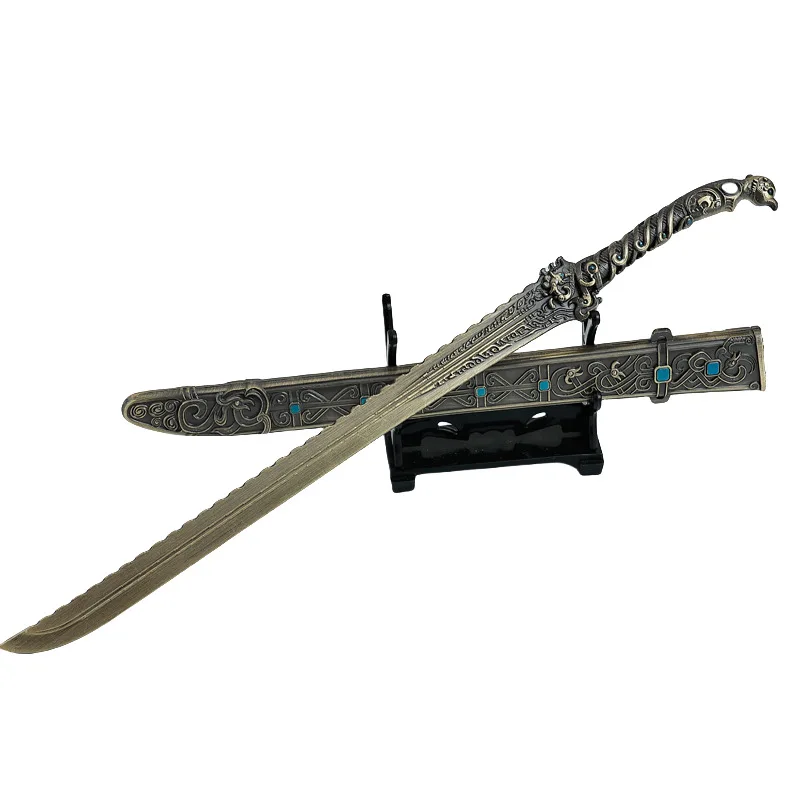28cm/11.02in Fengshens Yanyi Filme Arma Periférica Modelo Deng Chan Yu Espada de Metal com Bainha Brinquedo Artesanato para Presentes de Meninos