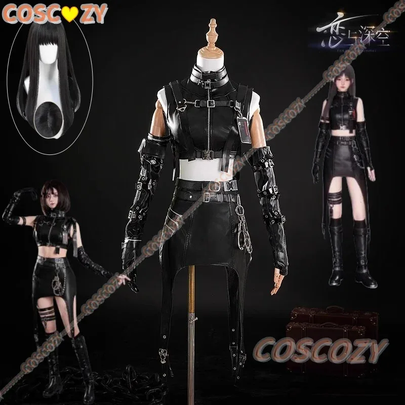 

Game Love and Deepspace Heroines Cosplay Costume Wig Night's Companion Black Uniform Outfit Deepspace Hunter Abysswalker Suits
