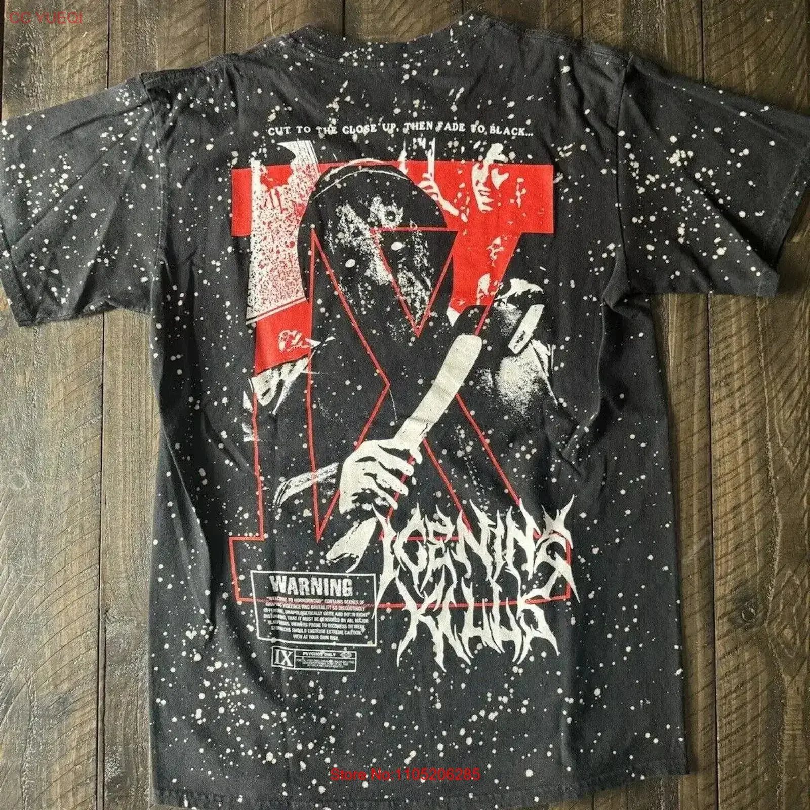 Official Ice Nine Kills INK Merch Medium T Shirt Warning Dye vintage Washed Top For Everyday Wear Versatile Comfortable