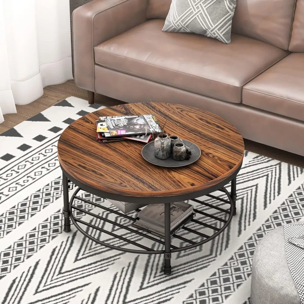 طاولة قهوة صناعية حديثة مع سطح خشبي ريفي وأرجل معدنية قوية لغرفة المعيشة واستخدام طاولة نهاية طبيعية