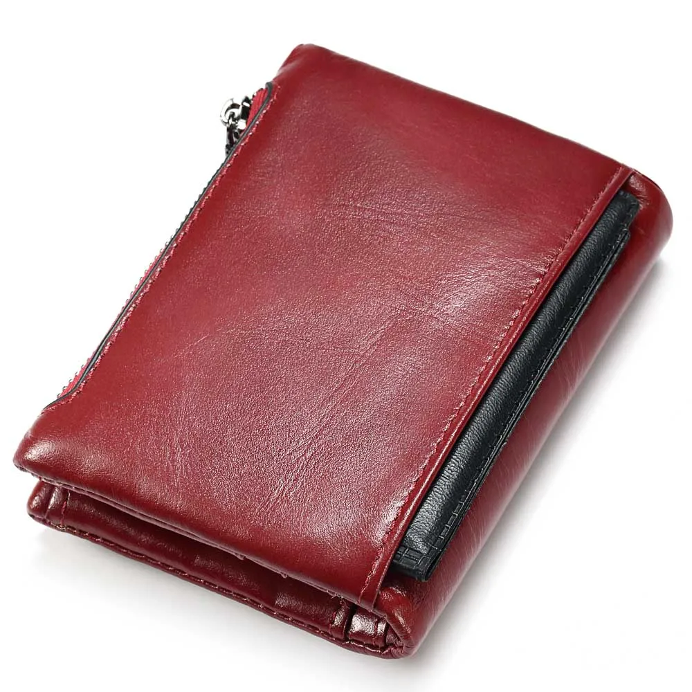 GZCZ RFID Mens Wallet Genuine Leather Vintage Card Holder Purse Short Women Fashion Clutch with Coin Pocket Portomonee