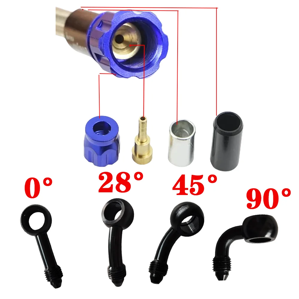 AN3 motocyklowy hydrauliczny w oplocie ze stali nierdzewnej przewód hamulcowy przewód olejowy ATV Street Dirt pitbike Banjo Qin 0 ° -28 ° -45 ° -90 °