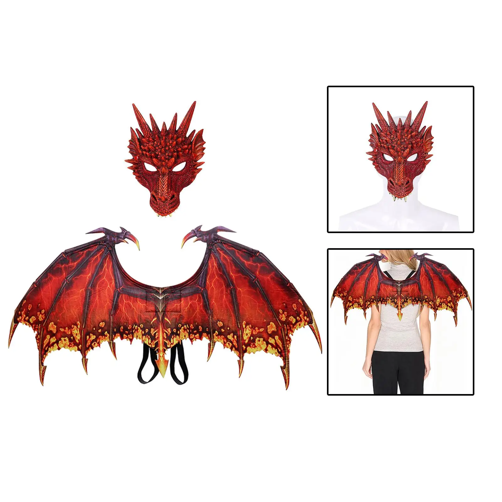 

Dinosaur Wings Mask Set Pretend Toy Dragon Wing Fancy Dress Dragon Cosplay Costume Porps for Halloween Masquerade Birthday Party