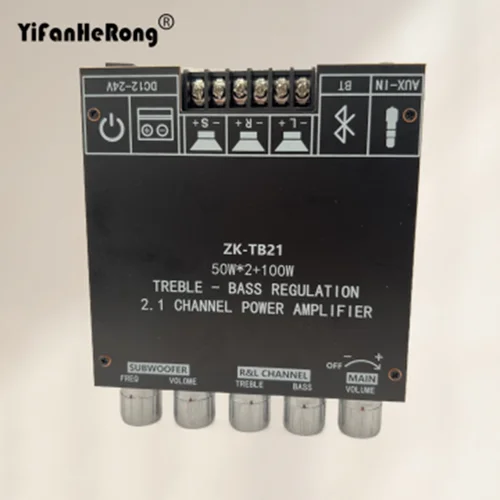 Placa amplificadora para subwoofer ZK-TB21, compatible con Bluetooth 5,0, 50W x 2 + 100W, potencia de 2,1 canales, Audio, estéreo, amplificador de graves TPA3116D2