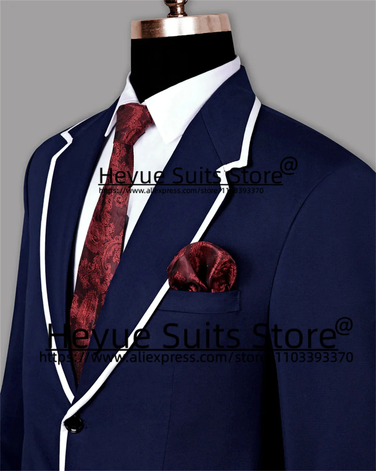 British Style Navy Blue Elegant Men Suits Tailor Made Slim Fit Best Man Groom Formal Tuxedos 2 Pieces Sets trajes para hombre