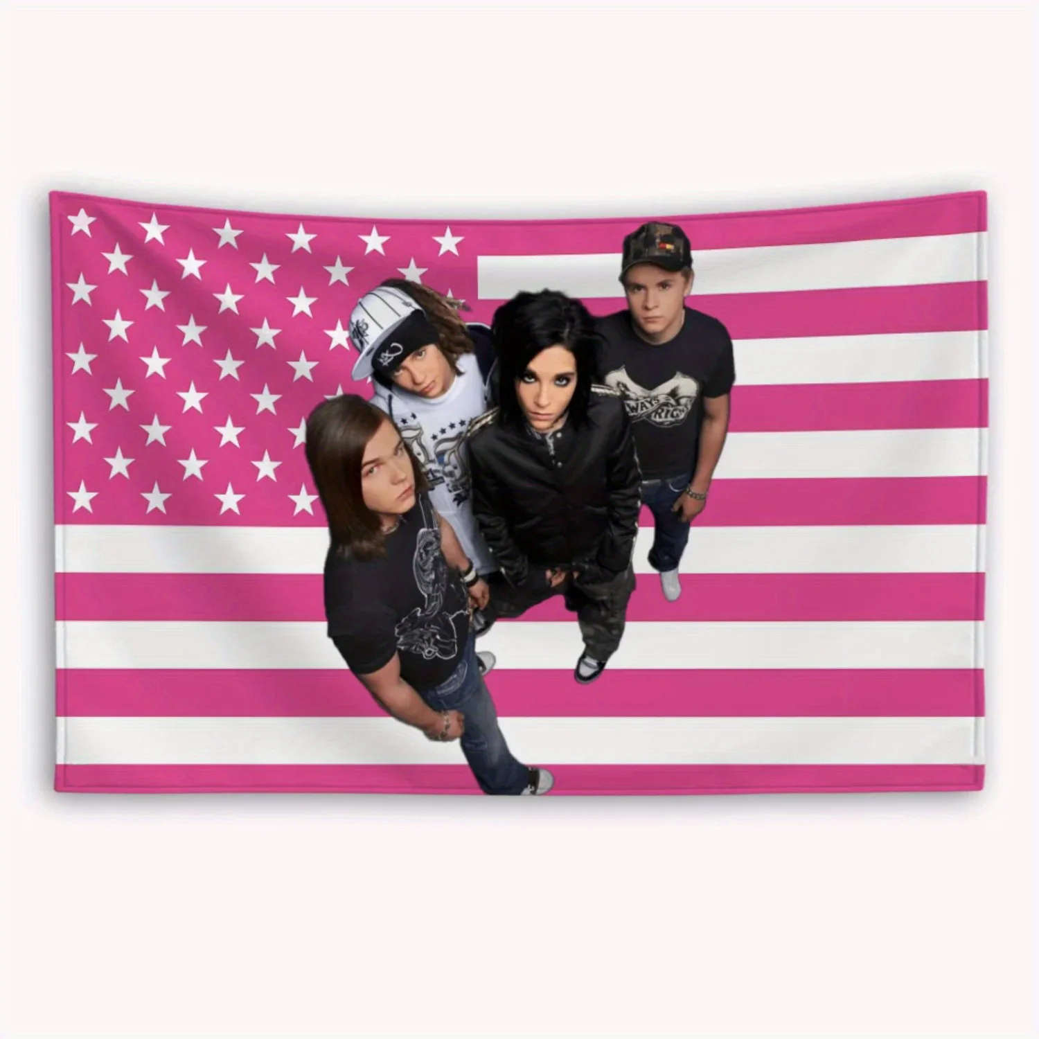 1 Stück amerikanische Flagge Banner Rock T-Tokio H-Hotel rosa weiß langlebiges Polyester Schlafzimmer Hof Dekor