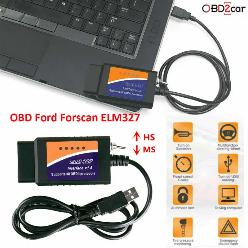 ELM327 V1.5 USB Switch PIC18F25K80 Chip With HS-CAN / MS-CAN Switch For Ford Mazda FORScan OBD2 Diagnostic Scanner Tool