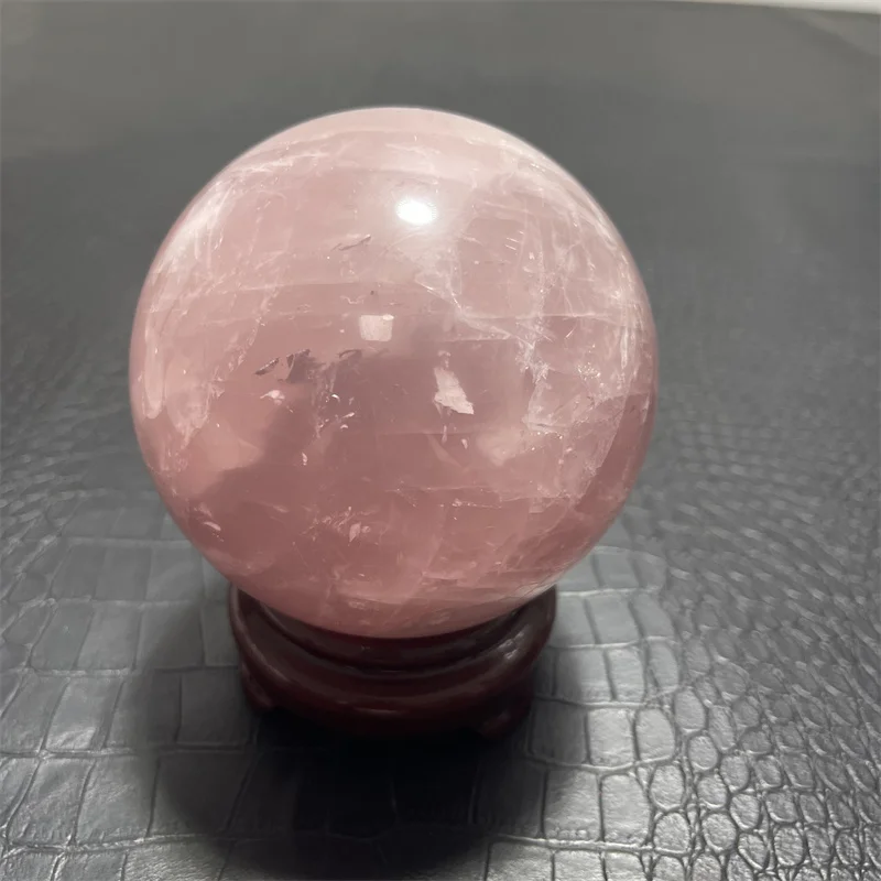 

9.8cm natural clear rose quartz crystal ball sphere+stand