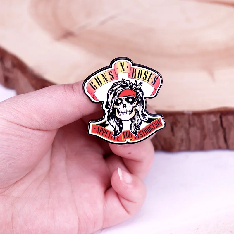 Hard Rock Band Logo Badge Skull Enamel Pin Music Lapel Pin Fans Gift Accessory