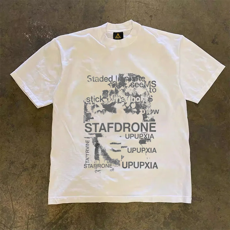Loose Fit Cotton T-Shirt Unisex Short Sleeve Double Thread UPUPXIA Hero Print Sweat Absorbent round Neck Casual Summer Top