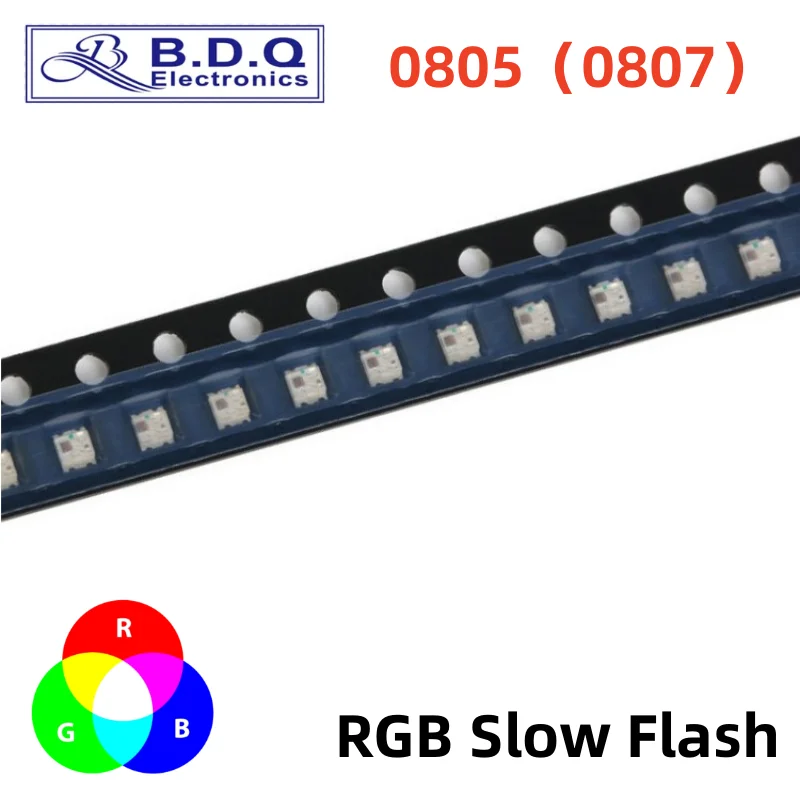 깜박이는 LED SMD 다이오드 0805, RGB 다이오드 플래시, 알토 브릴호 Diod 0807 RGB 플래시, LED 컬러, 고속 플래시, 느린 플래시, 100 개