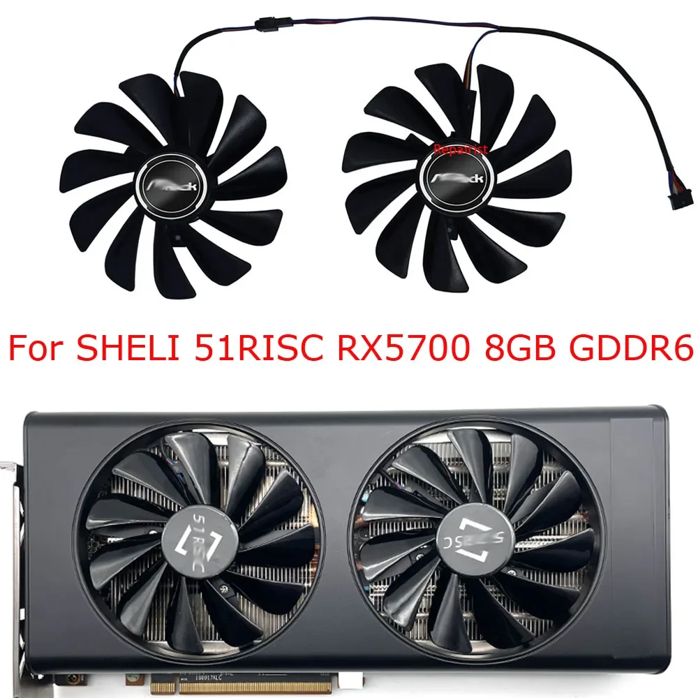 Placa gráfica VGA Cooler, Placas de vídeo Ventilador, DIY, FDC10U12S9-C, 51RISC, SHELI, RX5700, RX 5700, 8GB, 2Pcs Set