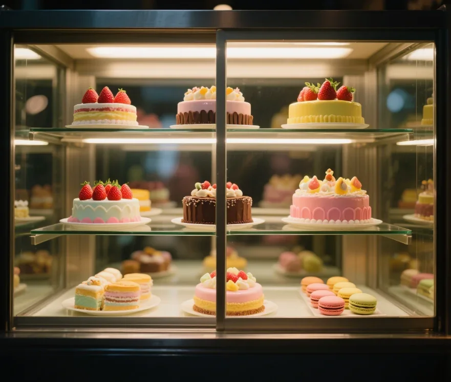 Commercial Vertical Desktop Mousse and Dessert Display Cabinet Refrigerated for Pastry Sushi Cooked Food Fruit Storage