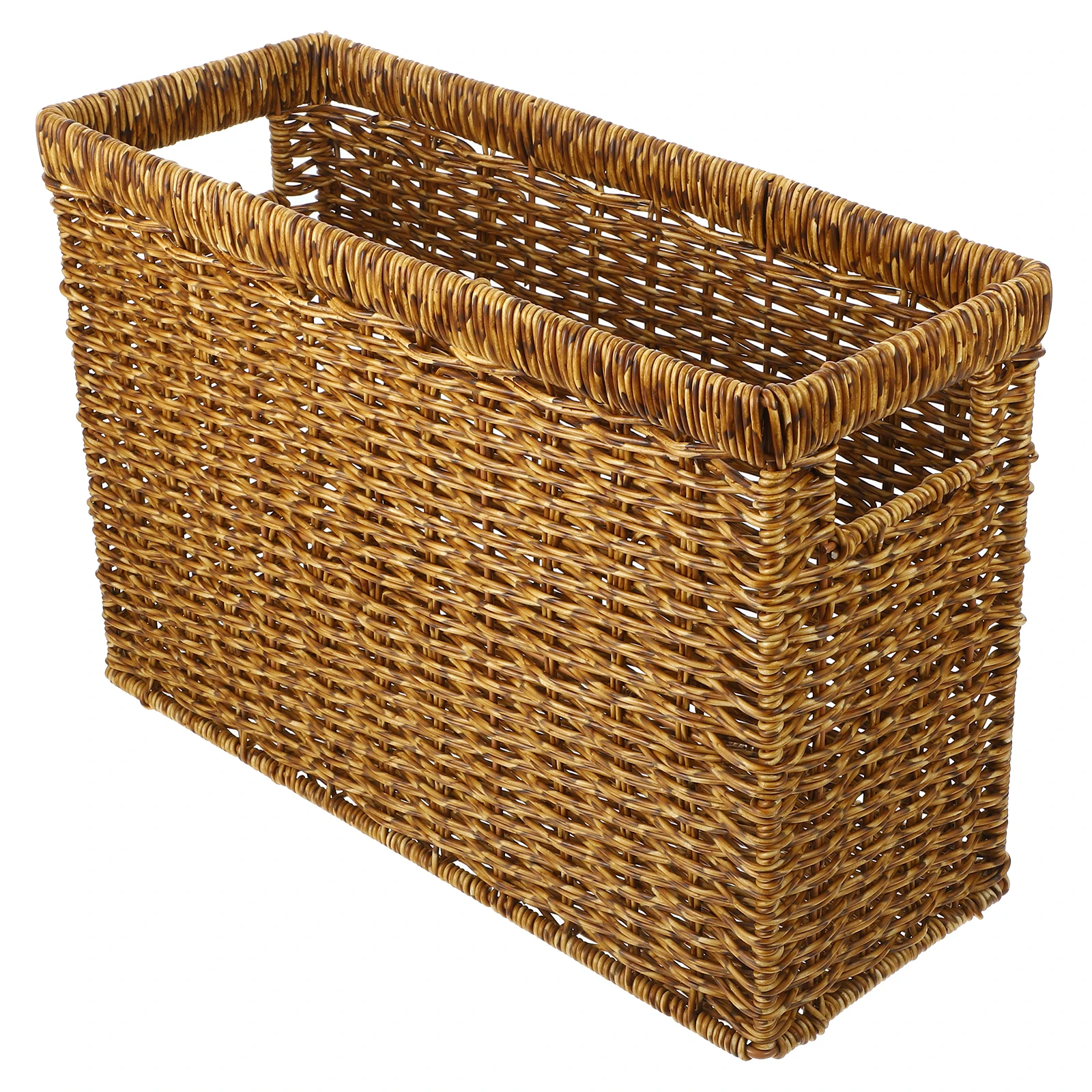 

Woven Storage Basket Plastic Rattan Handle Home Desktop Organizer Toy Clothes Multi-functional Safe Material
