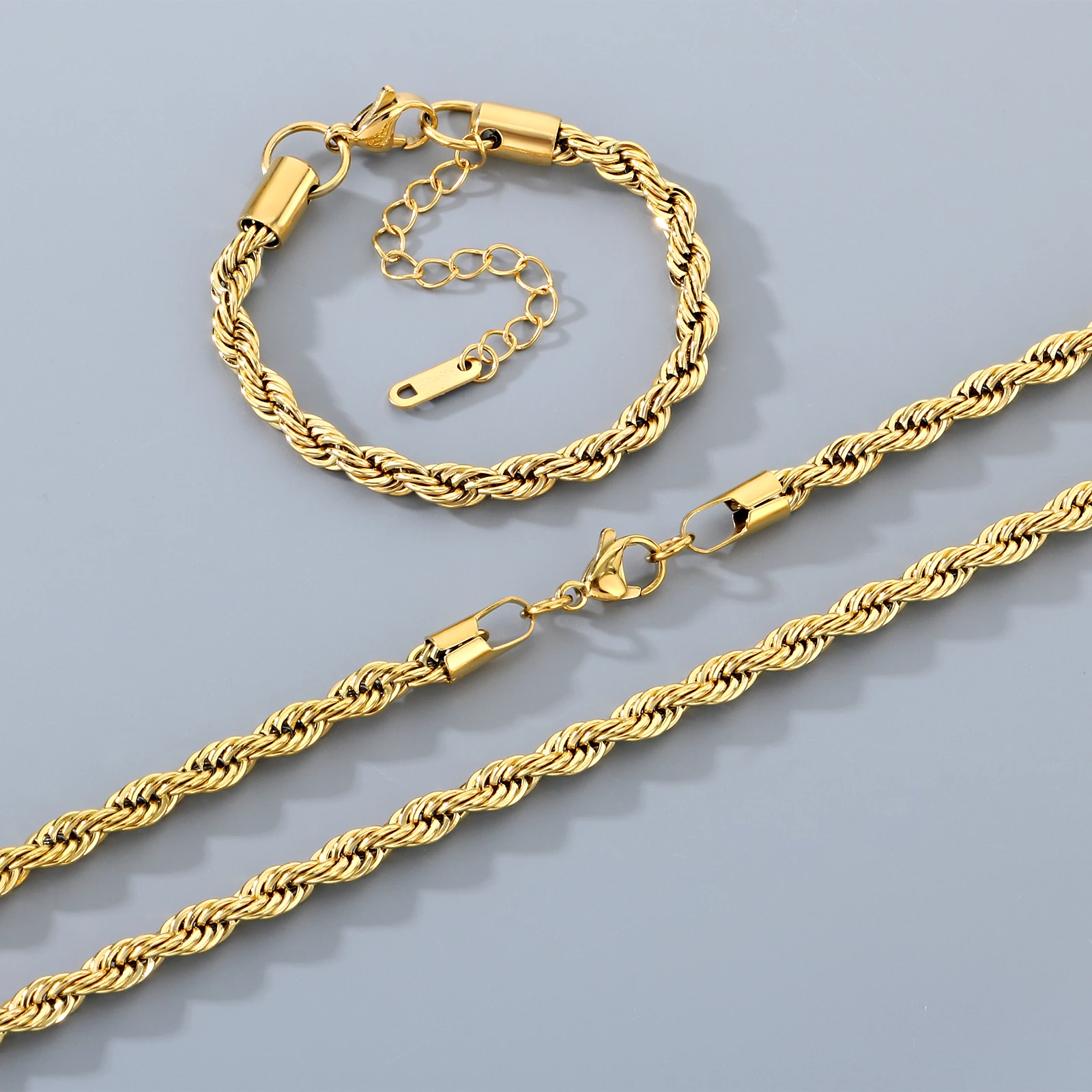 5pcs/lot Wholesale 3/4/5mm Thin Rope Chain Necklace Stainless Steel Extendable Chain DIY Pendant Accessories