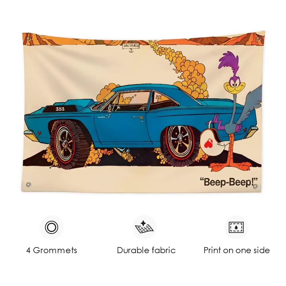 Road P-Plymouth R-Runner Yard Idea Flags Custom Wall Hanging Background Art Banner for Bedroom Home Living Room Outdoor Decor view 4