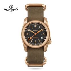 Boderry Field Horloges Bronzen Kast Automatisch Mechanisch VOYAGER Horloge Heren 100M Waterdichte Klok Militair Topmerk Horloge