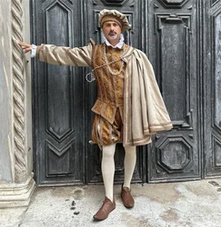 Historical Renaissance Tudor King Prince Costume Outfits For Men Tudor Elizabethan King Henry VIII Ball Gown Dress Suit Custom