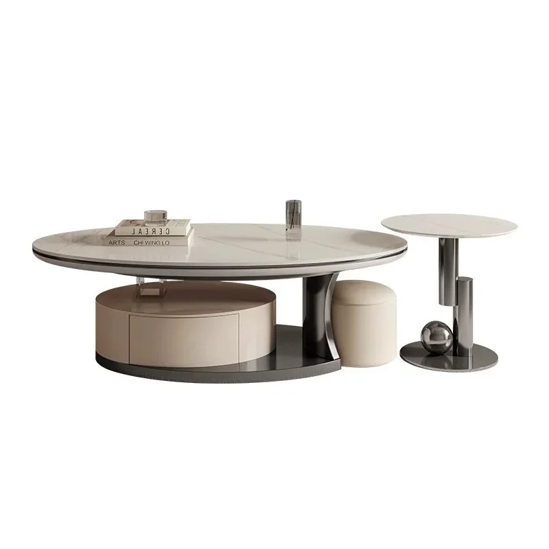 

Rock slab light luxury Nordic style home coffee table modern minimalist home storage Italian living room oval coffee table table