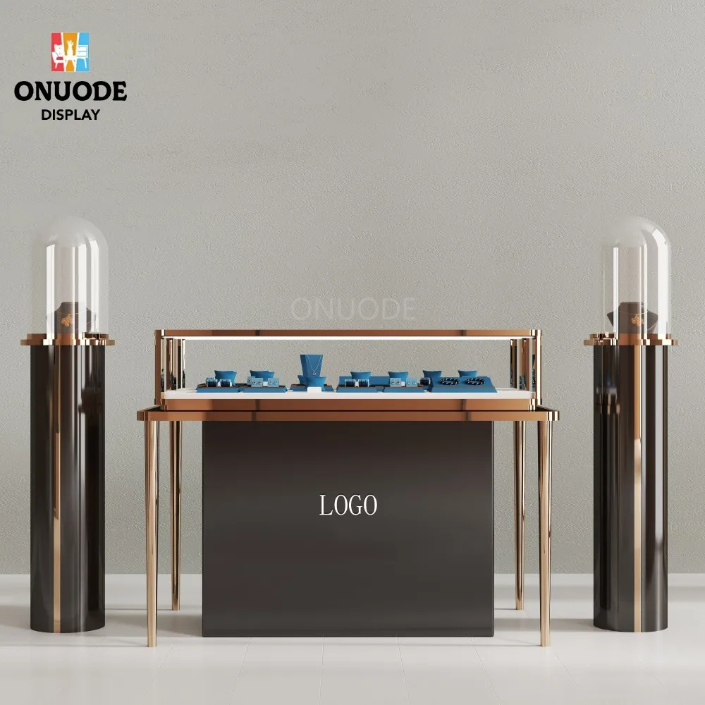 Custom.Customized Modern Luxury Jewelry Kiosk with Acryl and Tempered Glass Interior Design Furniture for Store Display Showcase