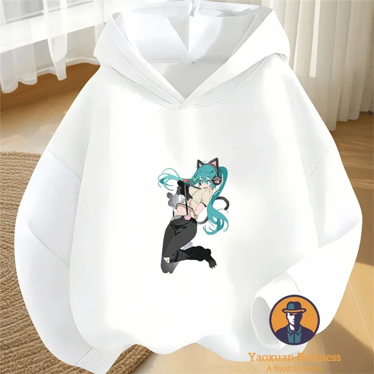 المألوف Miku ليتل بنين بنات أطفال هوديي لطيف الكرتون المطبوعة يندبروف الدافئة الخريف الشتاء جديد #6