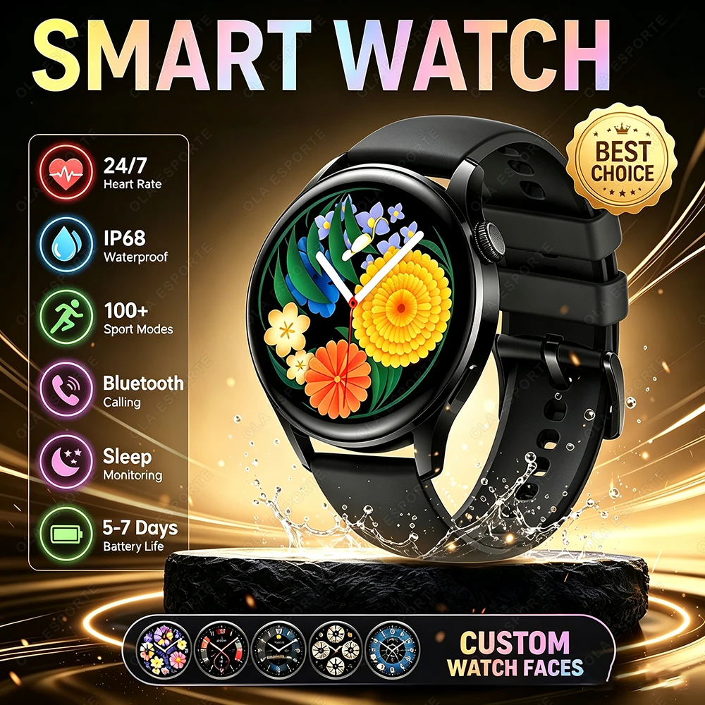 New For Android ios Smart Watch Men HD AMOLED Screen GPS Motion trajectory Heart Rate Bluetooth Calls Smartwatch Waterproof HT30
