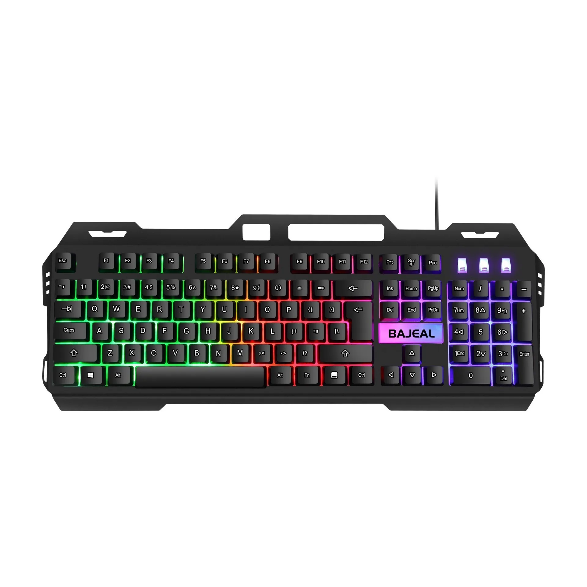 ชุดคีย์บอร์ดและเมาส์เกมมิ่ง BAEJAL T450 แบบมีไฟเรืองแสง พร้อมพอร์ต USB  ระบบสัมผัสแบบกลไก ไฟแบ็คไลท์สีรุ้งแบบลอย