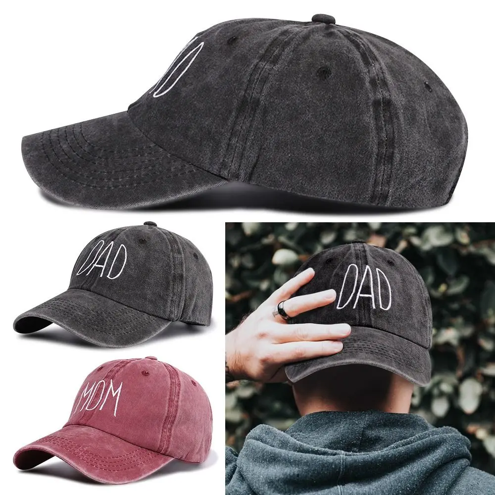 

DAD MOM Embroidery Baseball Caps Men Women Retro Washed Cotton Snapback Dad Caps Outdoor Sports Visor Sun Hat Unisex