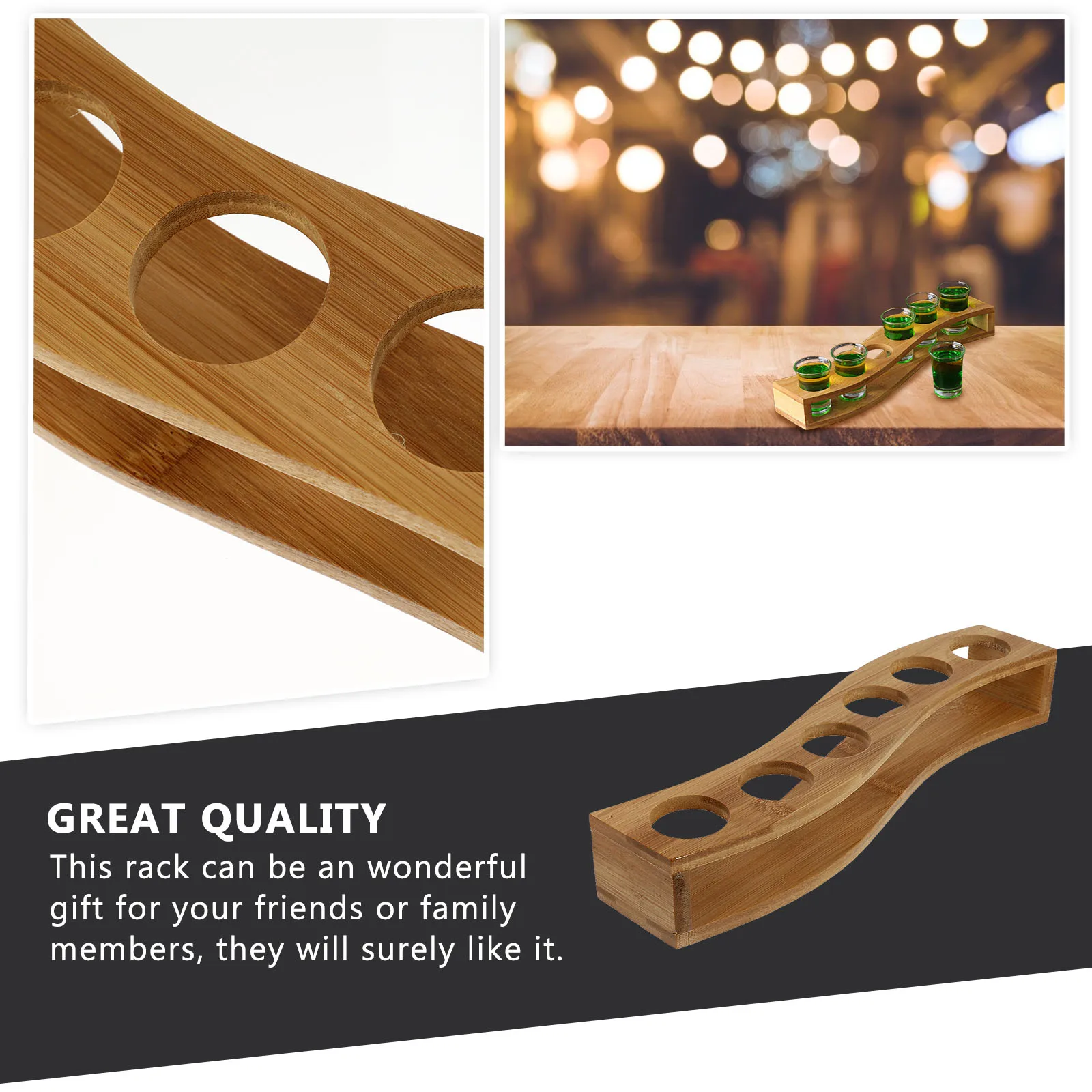 

Holder Spirit Glass Holder Bamboo Wooden Liquor Glass Support Six hole Rack St for Bars Restaurants Families