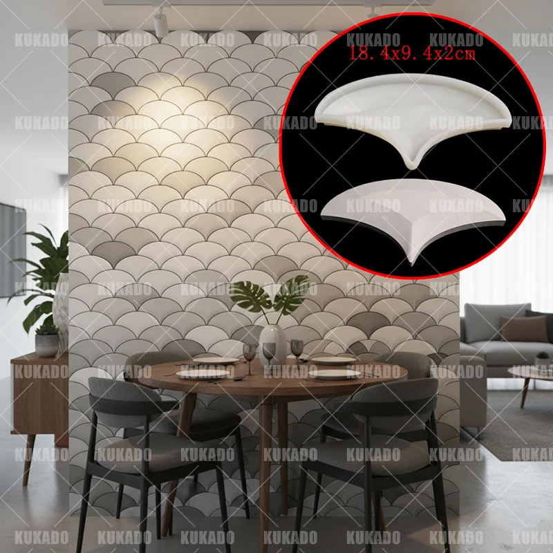 

Fan-Shaped Cement Wall Tile Silicone Mold Gypsum Self-Leveling Mold Background Wall Decorative Wall Sticker Diy Partition