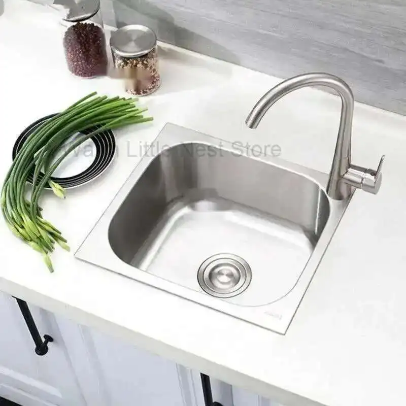 

Stainless Steel Kitchen Sinks Small Single Sink Home Balcony Bar Mini Washbasin Undercounter Basin Modern Kitchen Accessories