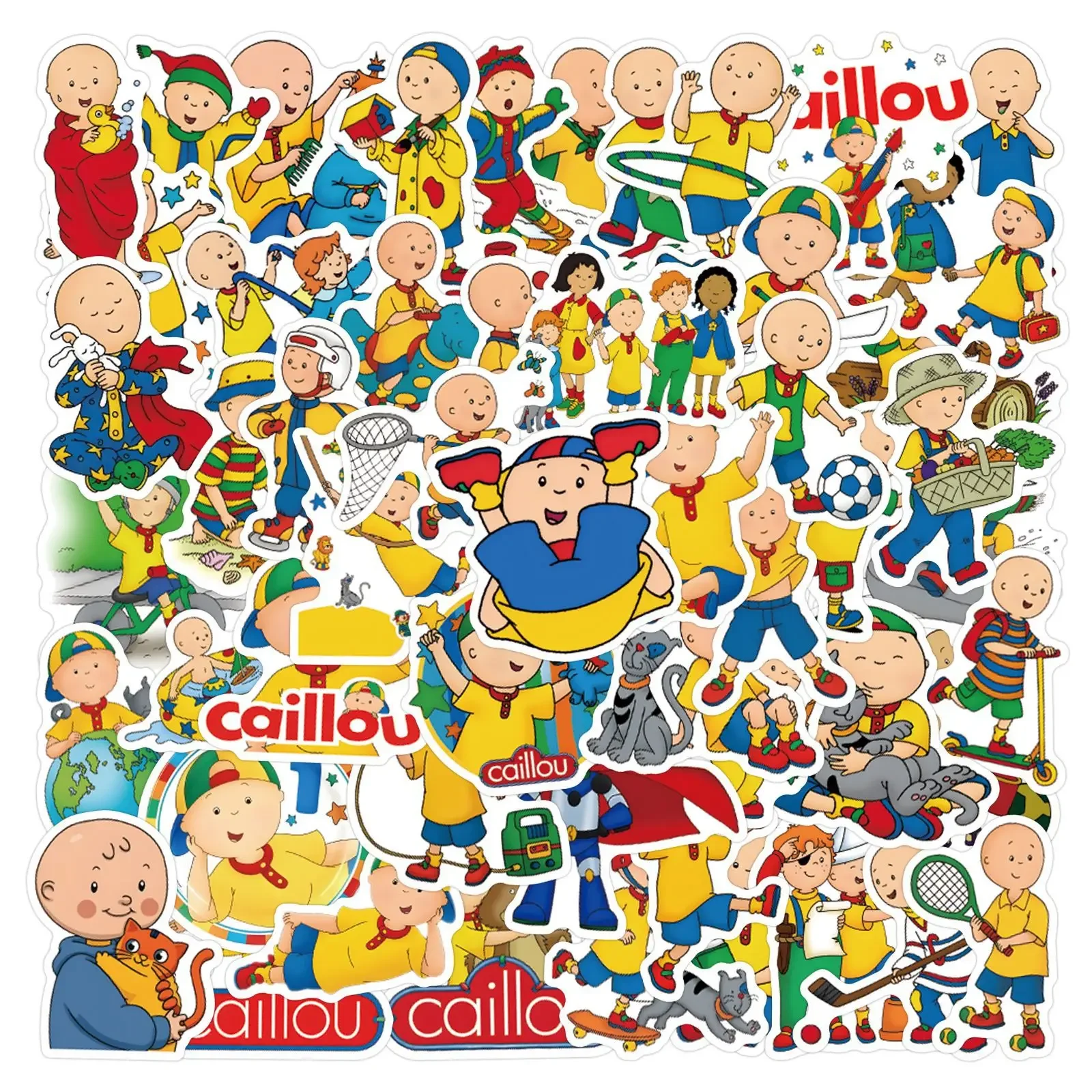 55PCS Funny Caillou Animation Stickers Cartoon Graffiti Decals Kids Gift DIY Laptop Phone Guitar Water Cup Children's Toys Gifts