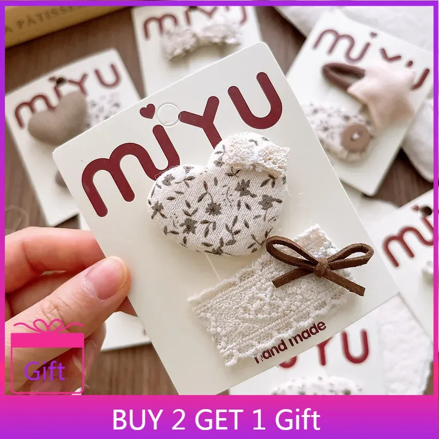

Adorable Korean Premium Taupe Ditsy Floral Cloth BB Clips Kids Bangs Hairpins All-Match Side Hair Ornaments