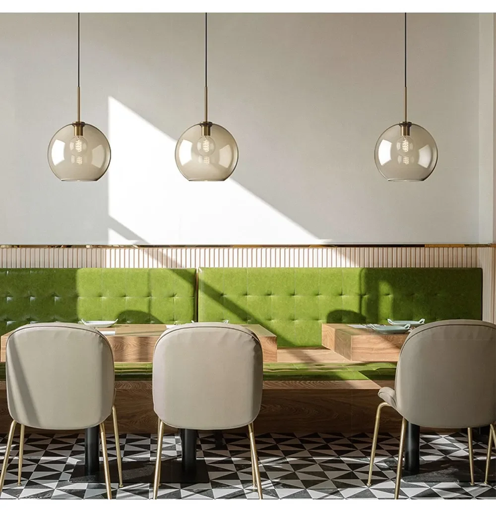 Nordic LED Glass Chandelier Single Multi Head Dining Room Pendant Light Living Room Bedroom Cafe Stairway Home Decoration Lustre