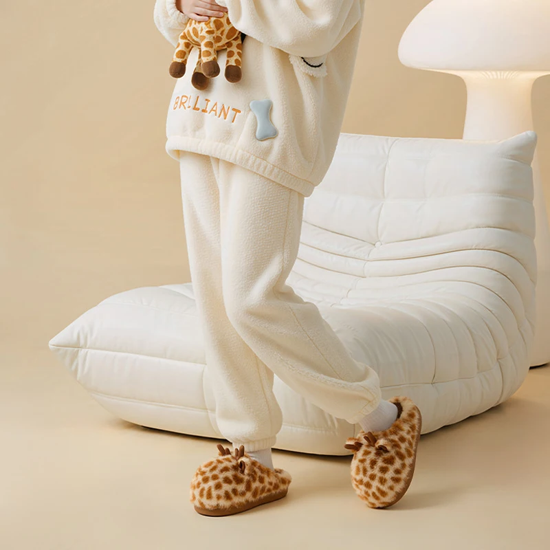 

Cute Velvet Cotton Slippers Autumn Winter New Girl Home Shoes Kawaii Indoor Anti-Slip Keep Warm Thicken Cotton Shoes