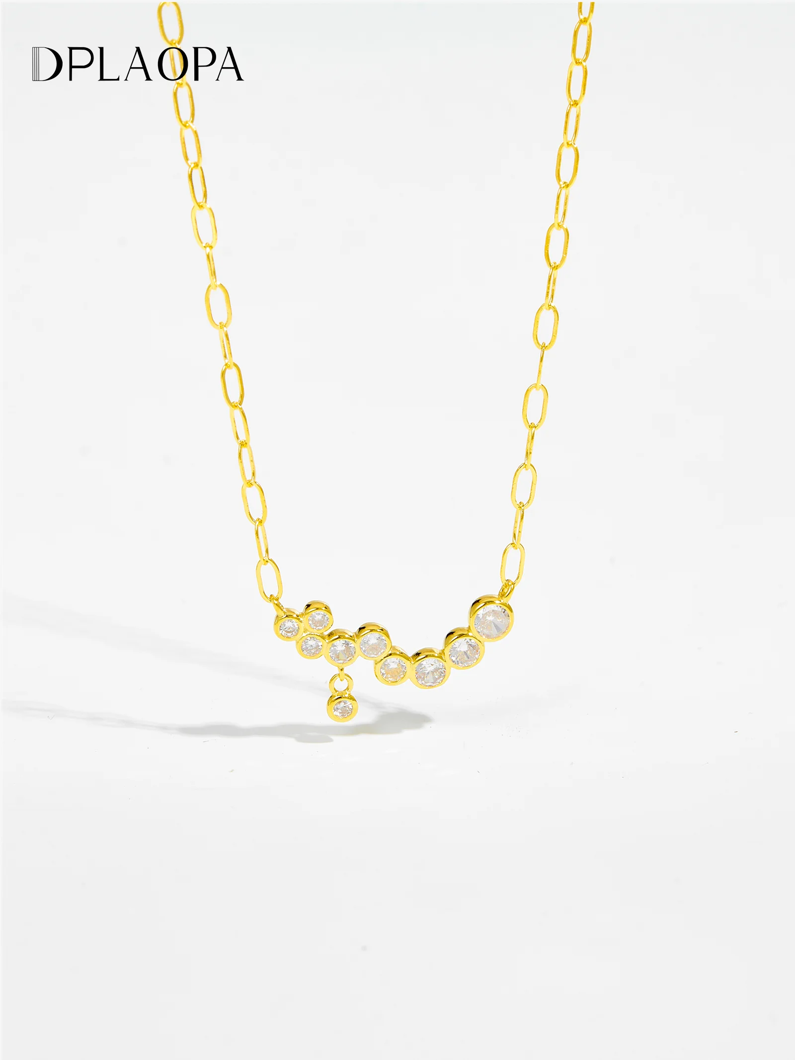 

DPLAOPA стерлингового серебра 925 пробы, прозрачный циркон, кулон, длинная цепочка, ожерелье, женское классическое роскошное ювелирное изделие на день Святого Валентина, подарок