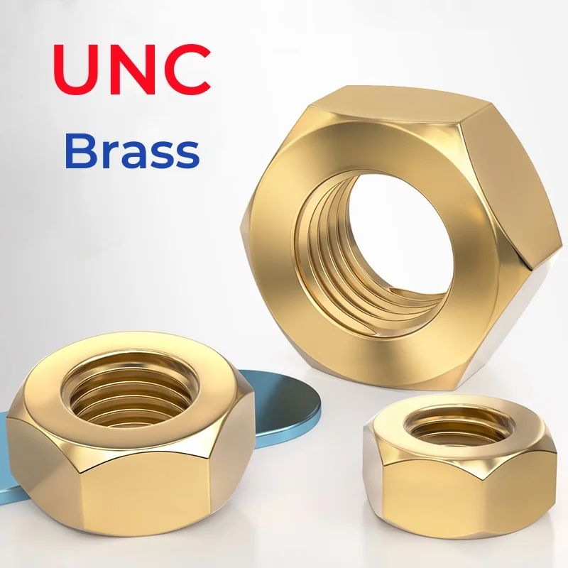 Unc 4#-40 6#-32 8#-32 10#-24 10#-32 12#-24 1/4-20 5/16-18 3/8-16 Brass Solid Hexagon Nuts For Screw Bolts