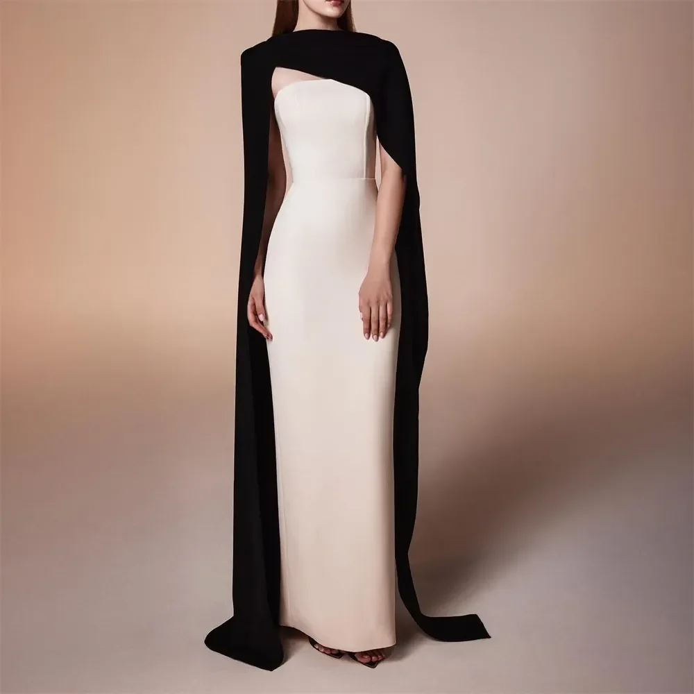 

Elegant Arab Dubai Strapless Prom Dress Floor Length with Cape Sleeves Evening Fashion Elegant Party Dress for Women 2024