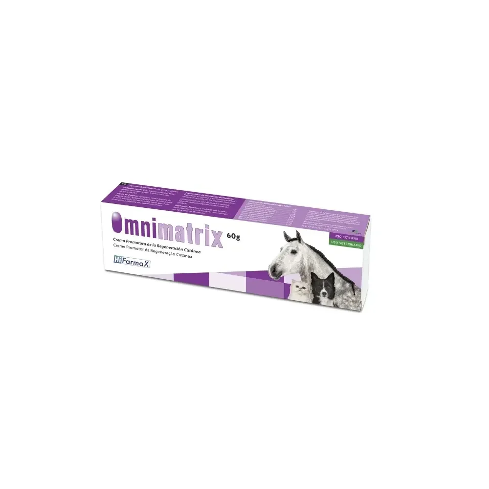 OMNIMATRIX Crema 60 g pomada cicatrizante y regeneradora de la piel para perros, gatos y caballos Hifarmax