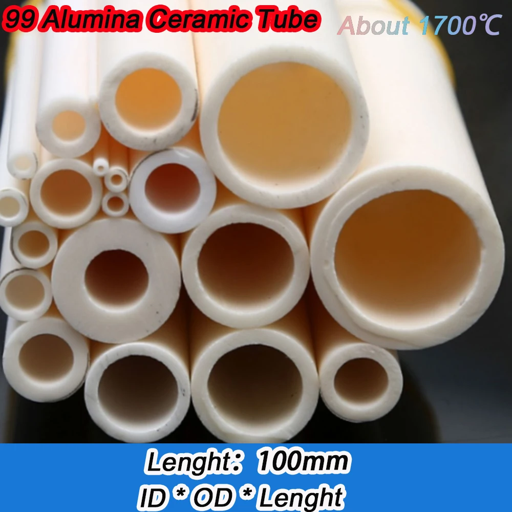1pcs 99% Alumina Ceramic Tube 100mm Length Hollow Insulating Rod Pipe 0.25mm to 40mm Thermocouple Protection Tube