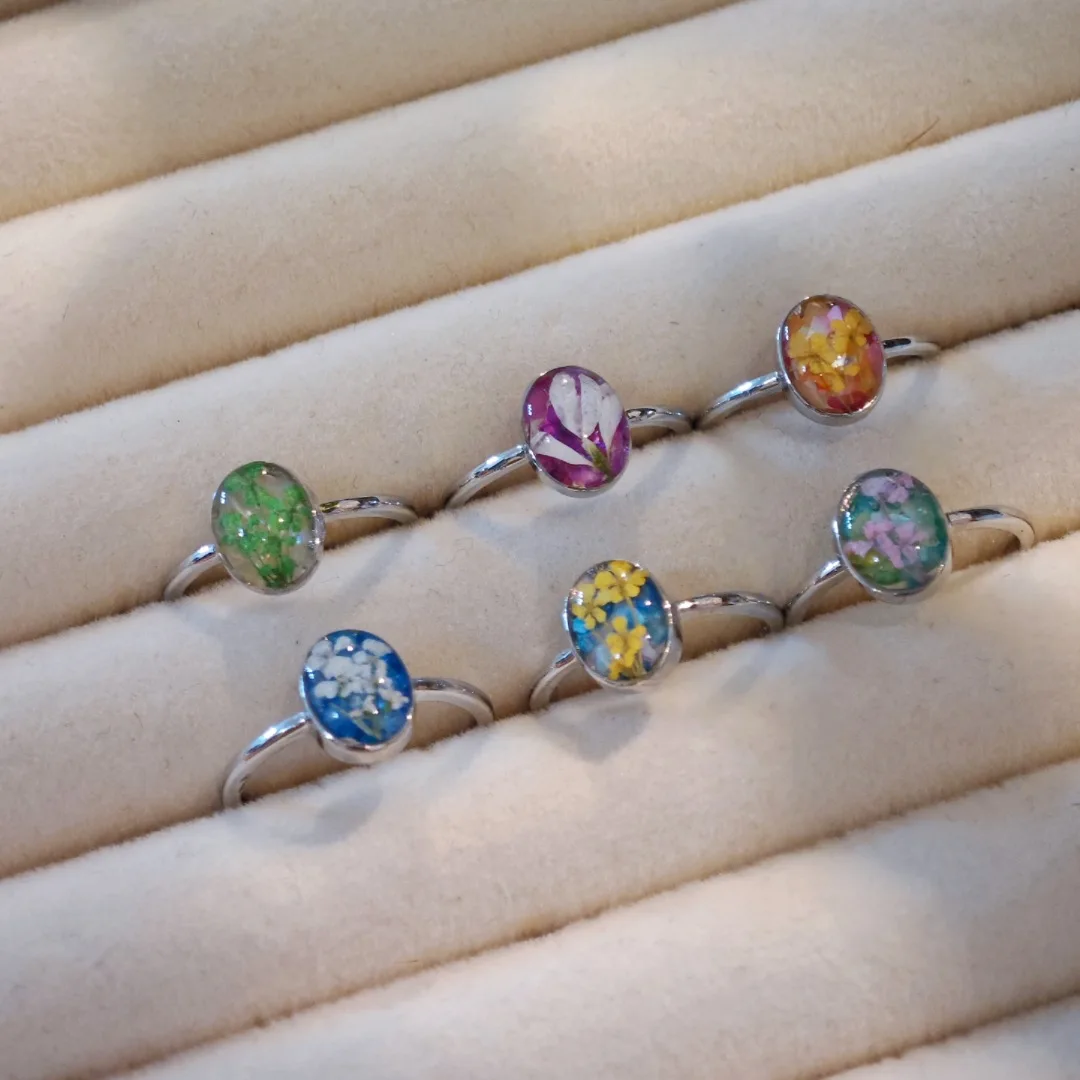 

3321, оптовая продажа, красочная ракушка ручной работы, яркие цвета, кольцо с сушеными цветами, регулируемое кольцо, креативный подарок на Рождество и день рождения