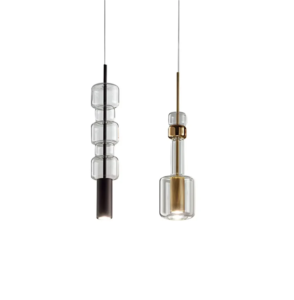 Postmodern Designer Transparent Glass Led Chandeliers For Restaurant Bar Clothing Store Luxury Indoor