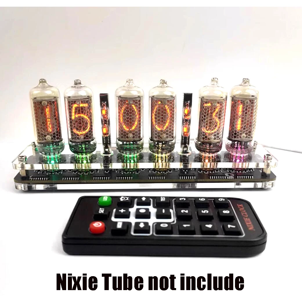 6bit Nixie Clock IN14 IN8 Tube Clock Base W TYPE-C USB POWER IN-14 IN-8 Glow Tube Digital Display Clock Remote Control