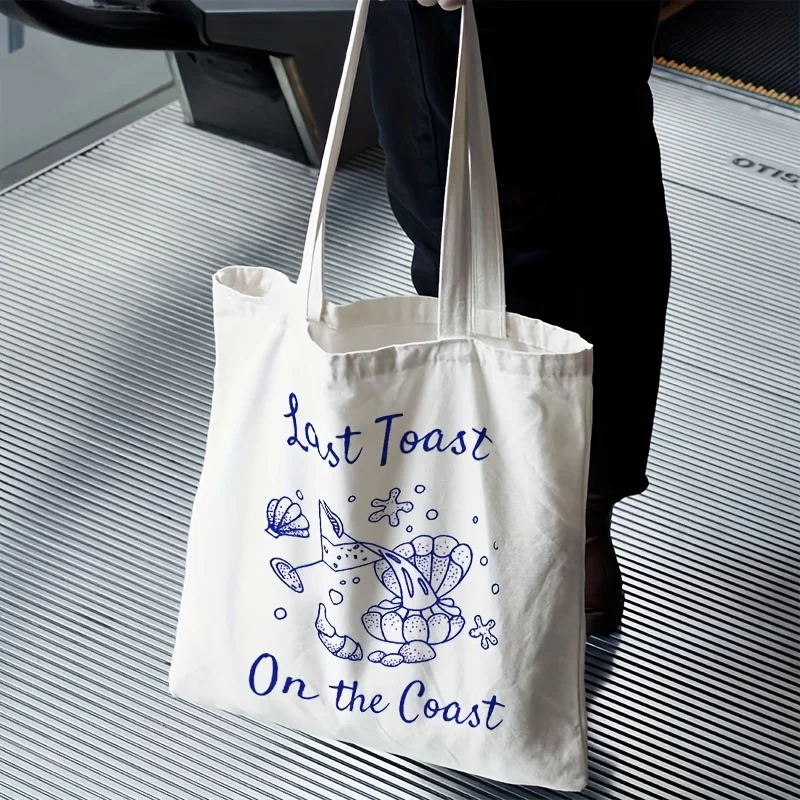 

"Last Coast Cheers" Text Design Fixed Shoulder Straps Multi-Purpose Handbag Suitable for Vacations Shopping Bag for Travel